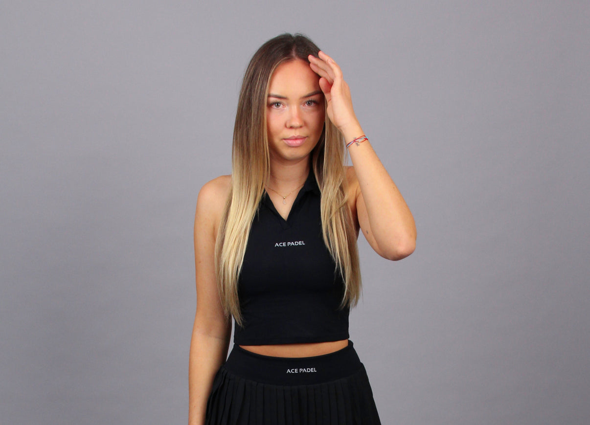 ACE PADEL schwarzes Padel Top frontal
